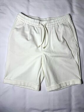 ZARA Men’s Oyster White Knit Drawstring Shorts